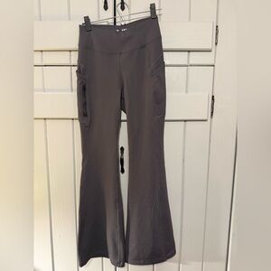 Ewedood Gray Flared Yoga Pants Fleece Lined